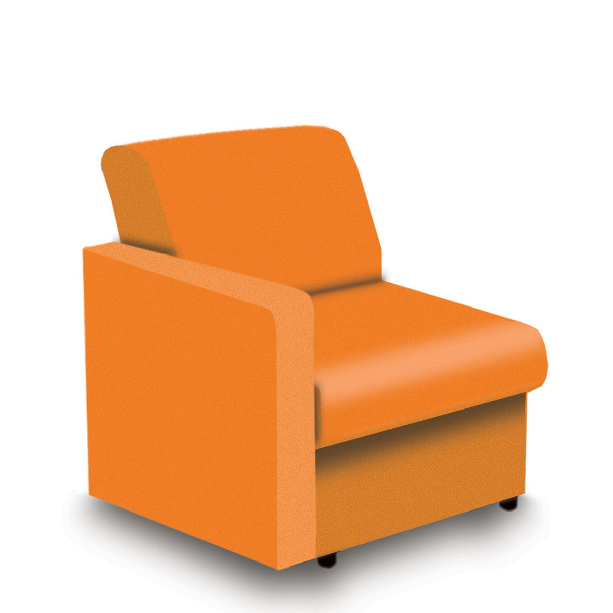 Nautilus Designs Wave Contemporary Modular Fabric Low Back Sofa - Right Hand Arm - Orange
