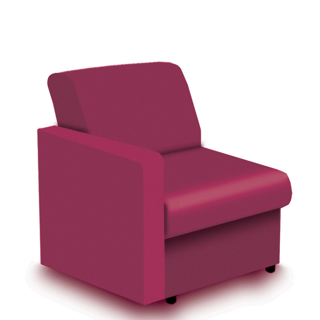 Nautilus Designs Wave Contemporary Modular Fabric Low Back Sofa - Right Hand Arm - Red