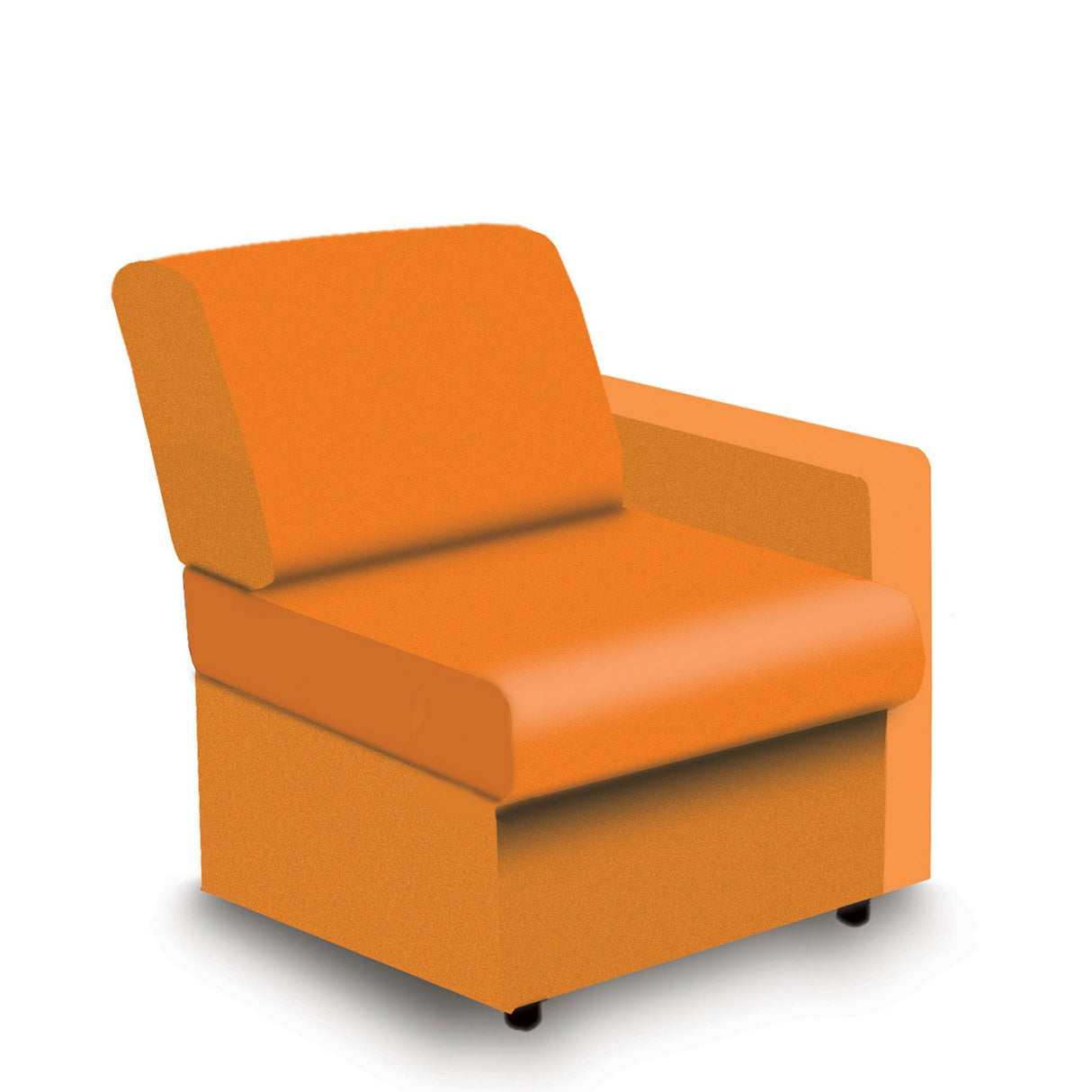Nautilus Designs Wave Contemporary Modular Fabric Low Back Sofa - Left Hand Arm - Orange