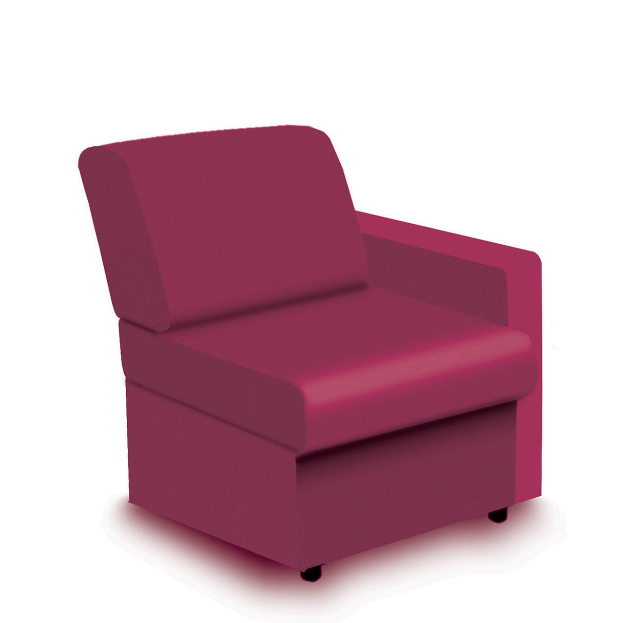 Nautilus Designs Wave Contemporary Modular Fabric Low Back Sofa - Left Hand Arm - Red