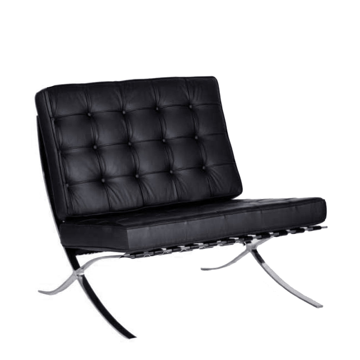 Nautilus Designs Valencia Contemporary Oversized Leather Faced Reception Chair with Classic Button Design - One Seater - Black
