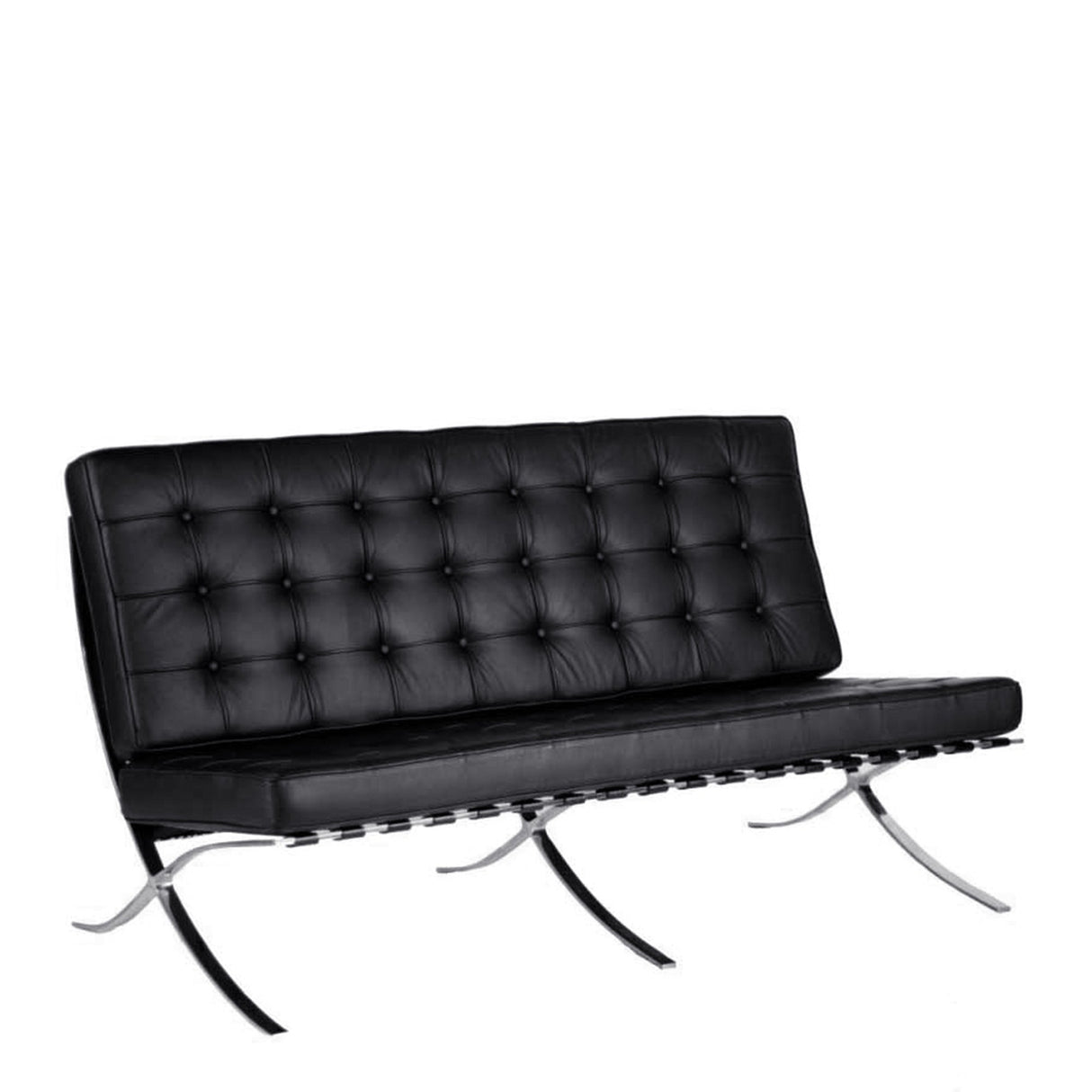 Nautilus Designs Valencia Contemporary Oversized Leather Faced Reception Chair with Classic Button Design - Two Seater - Black