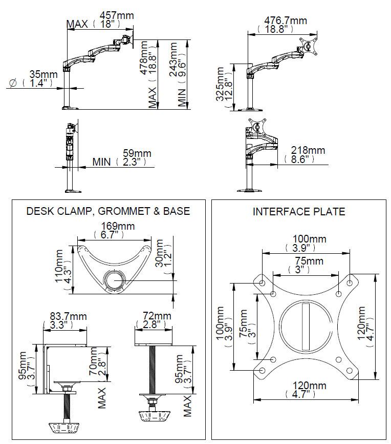 B-Tech BT7373 - Dual Arm Flat Screen Desk Mount