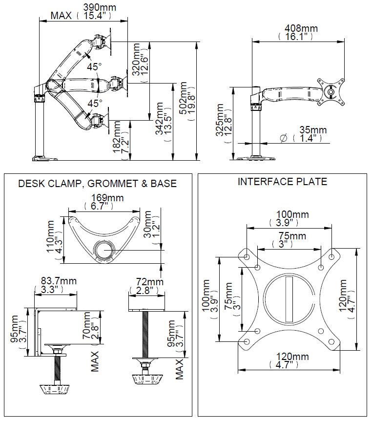 BT7382 - Single Arm Full Motion Flat Screen Desk Mount