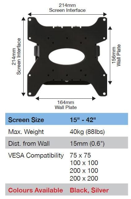 B-Tech BT7532 - Black Ultraslim Flat Screen TV Wall Bracket