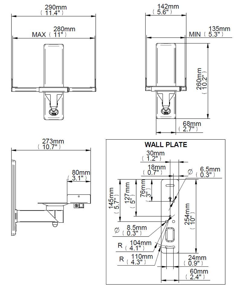 B-Tech BT77 Side Clamping Speaker Wall Brackets in Black or White
