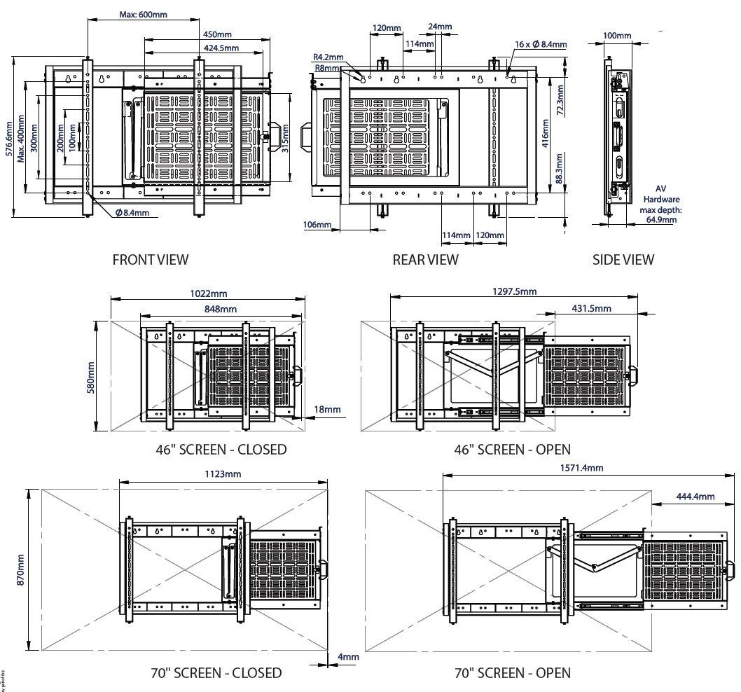 B-Tech BT7883 Flat Screen TV Bracket with Slide Out AV Storage Tray