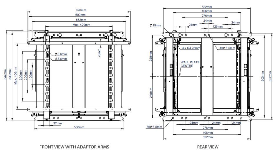 B-Tech BT8312 Recessed Pop Out TV Bracket for TVs up to 75 inch