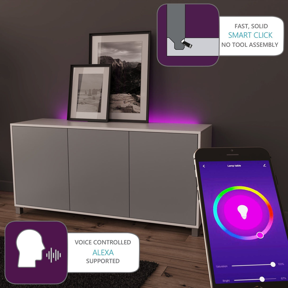 Frank Olsen LED Smart Click Sideboard White & Grey