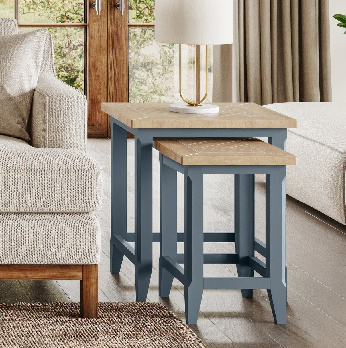 Baumhaus Signature Blue Nest of Two Tables (CFR08B)
