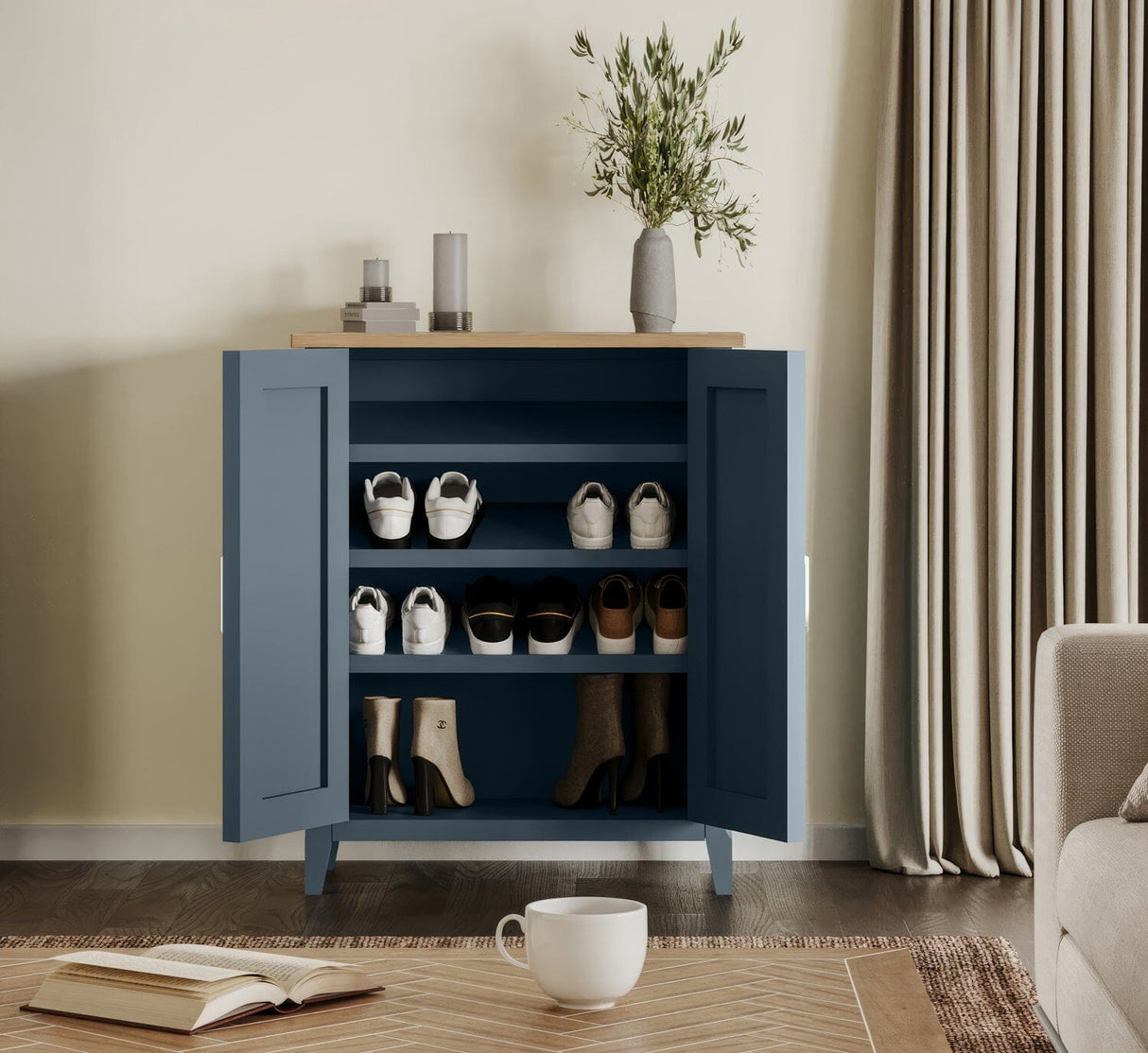 Baumhaus Signature Blue Shoe Storage Cupboard (CFR20A)