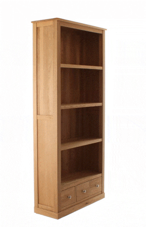 Baumhaus Mobel Oak Large 3 Drawer Bookcase (COR01A)