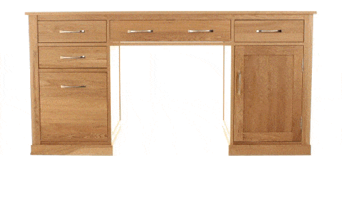 Baumhaus Mobel Oak Twin Pedestal Computer Desk (COR06C)