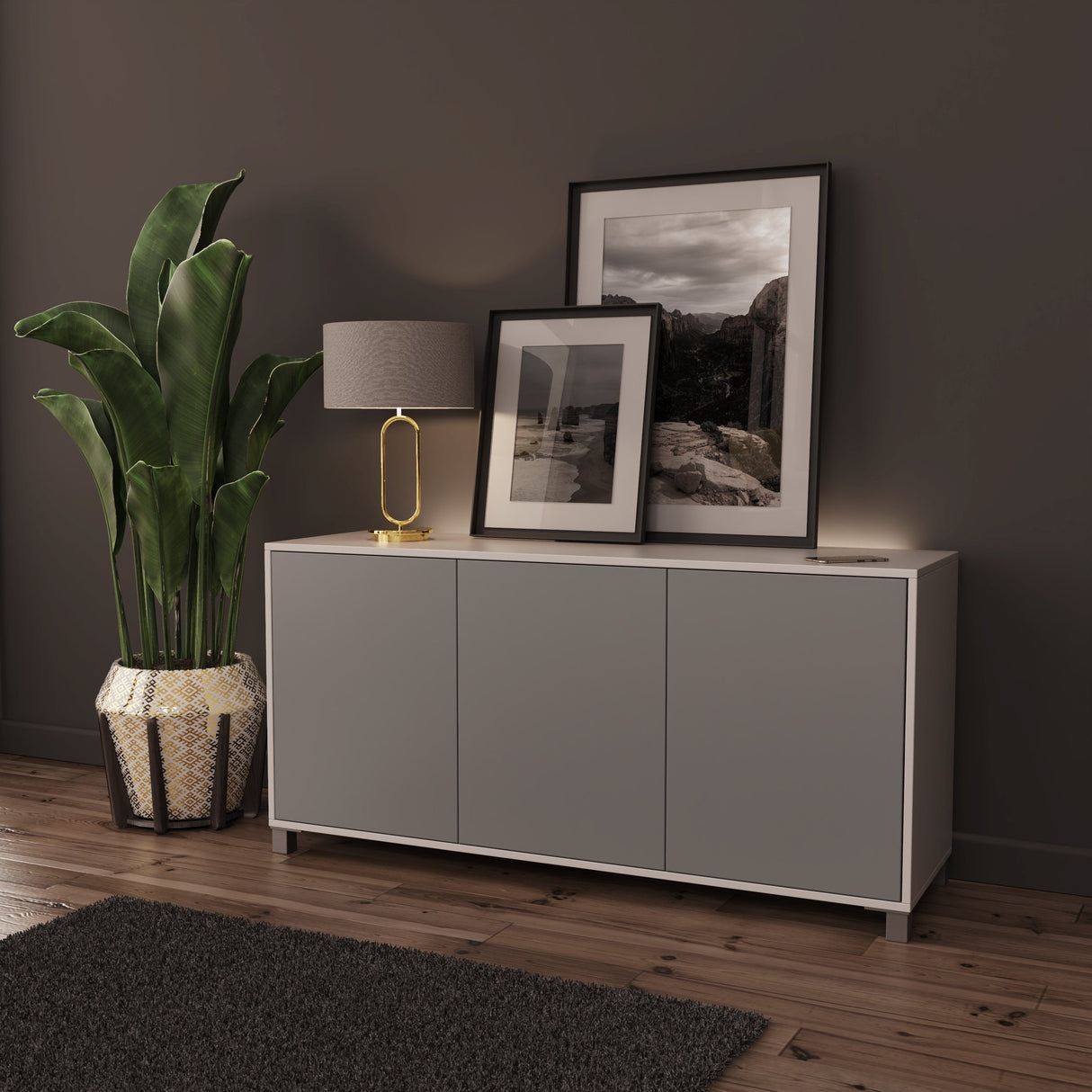 Frank Olsen LED Smart Click Sideboard White & Grey