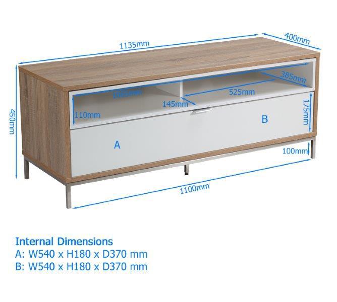 Alphason Chaplin ADCH1135 White and Oak TV Cabinet