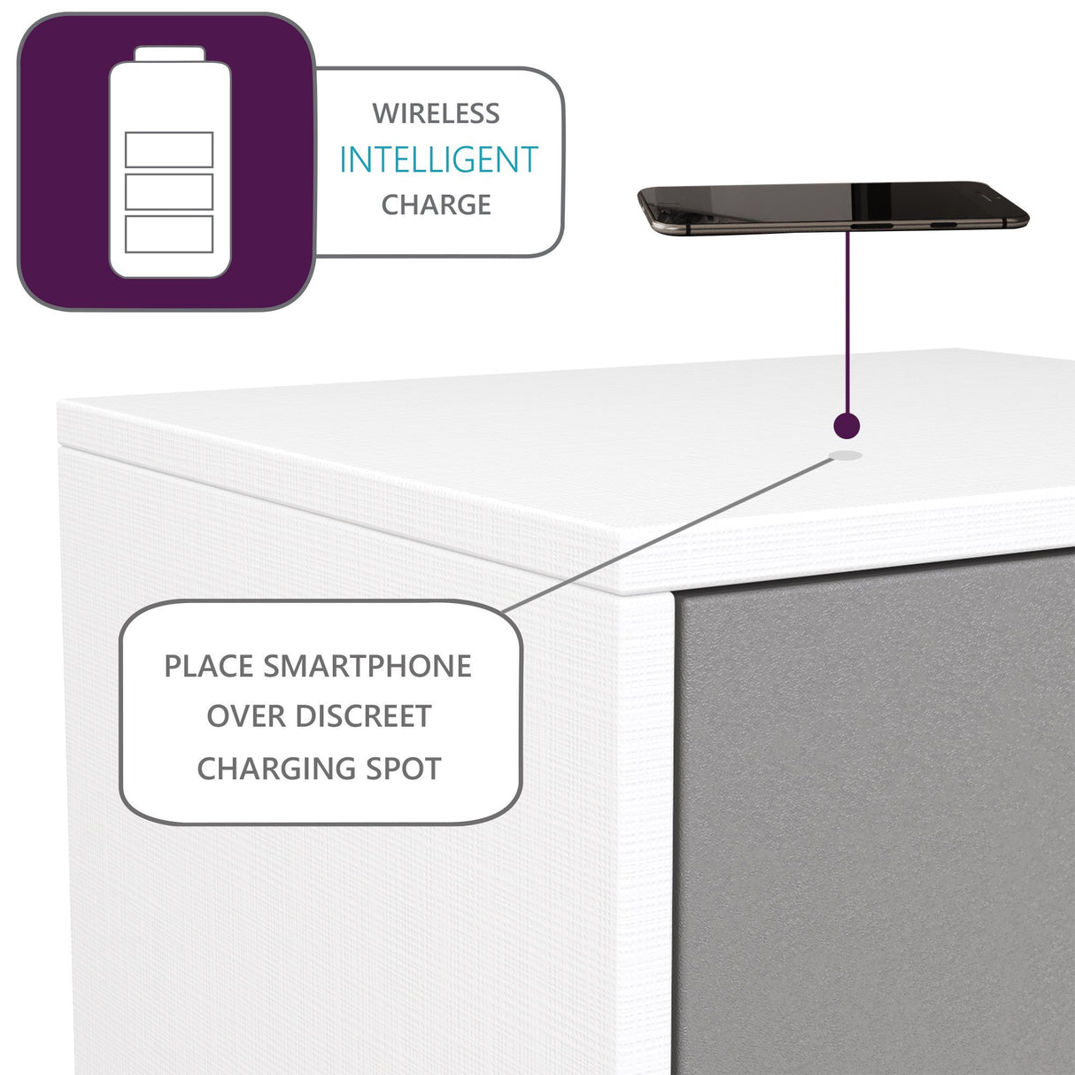 Frank Olsen LED Smart Click Side Table White & Grey