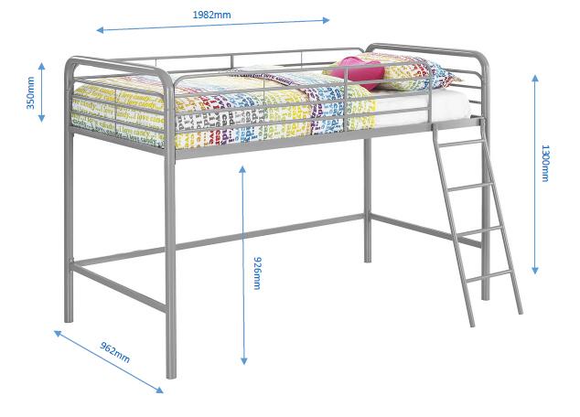 Dorel Home Single Midsleeper Bunk Bed in Grey