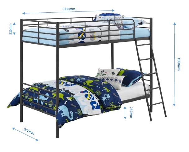 Dorel Home Convertible Single over Single Bunk Bed in Grey