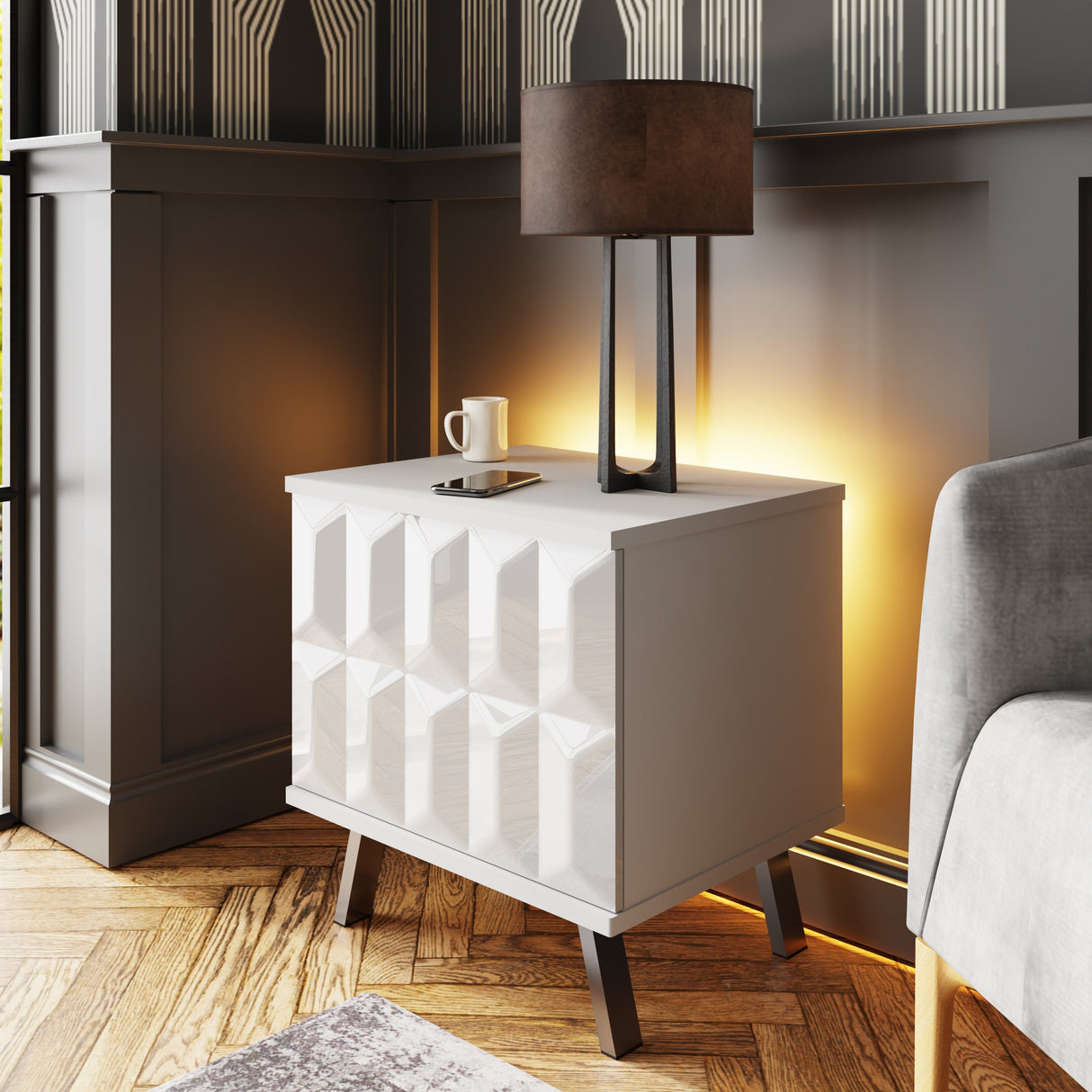 Frank Olsen Elevate White Lamp Table with Mood Lighting