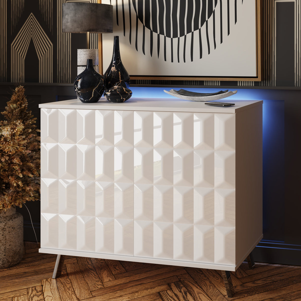 Frank Olsen Elevate White Small Sideboard with Mood Lighting