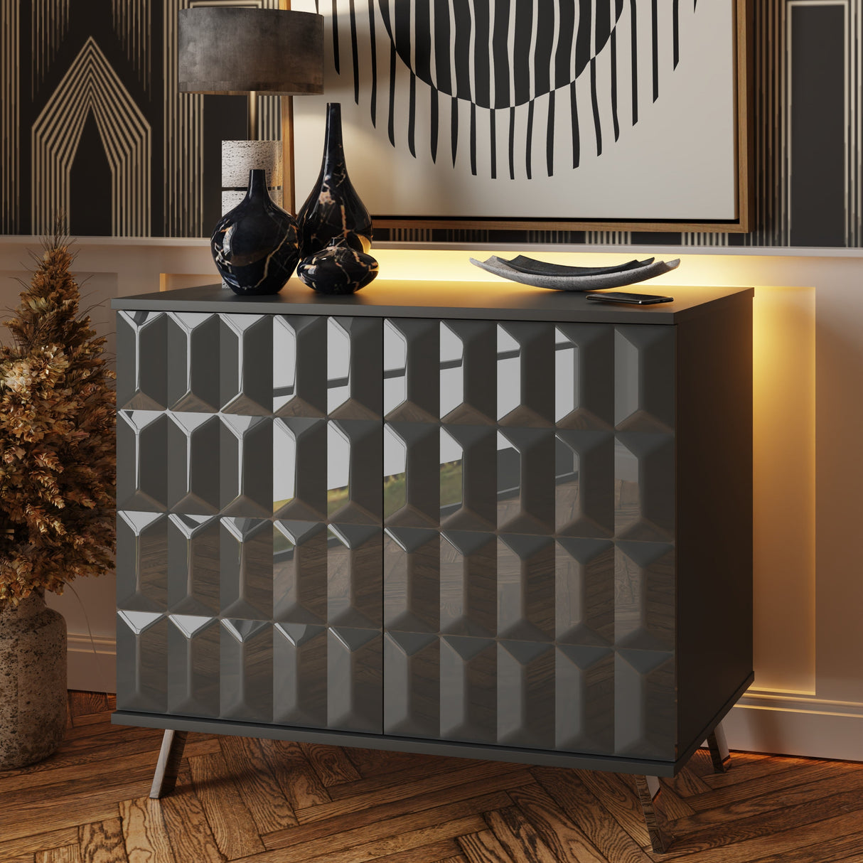 Frank Olsen Elevate Grey Small Sideboard with Mood Lighting