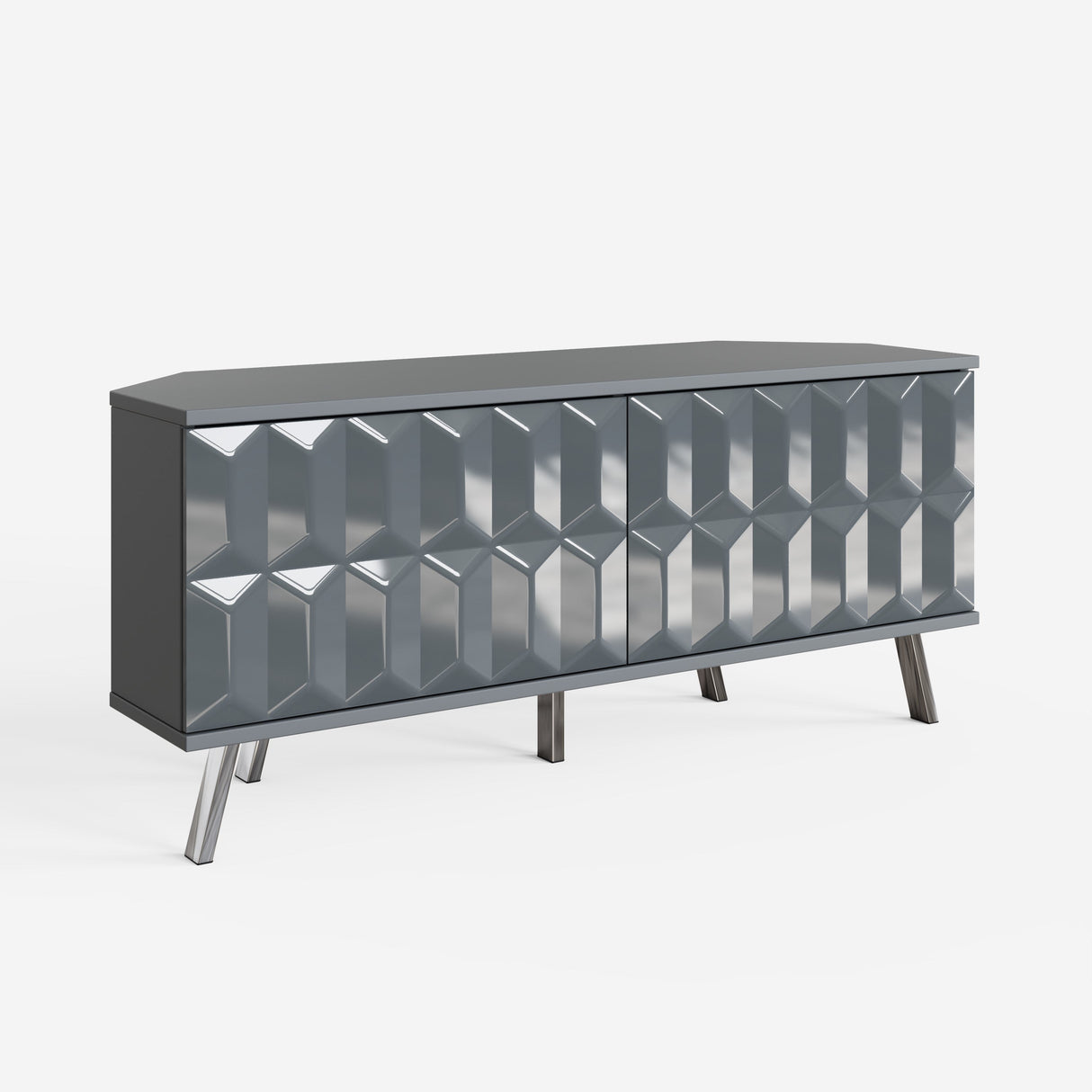 Frank Olsen Elevate Grey Corner TV Cabinet with mood lighting & Intelligent eye