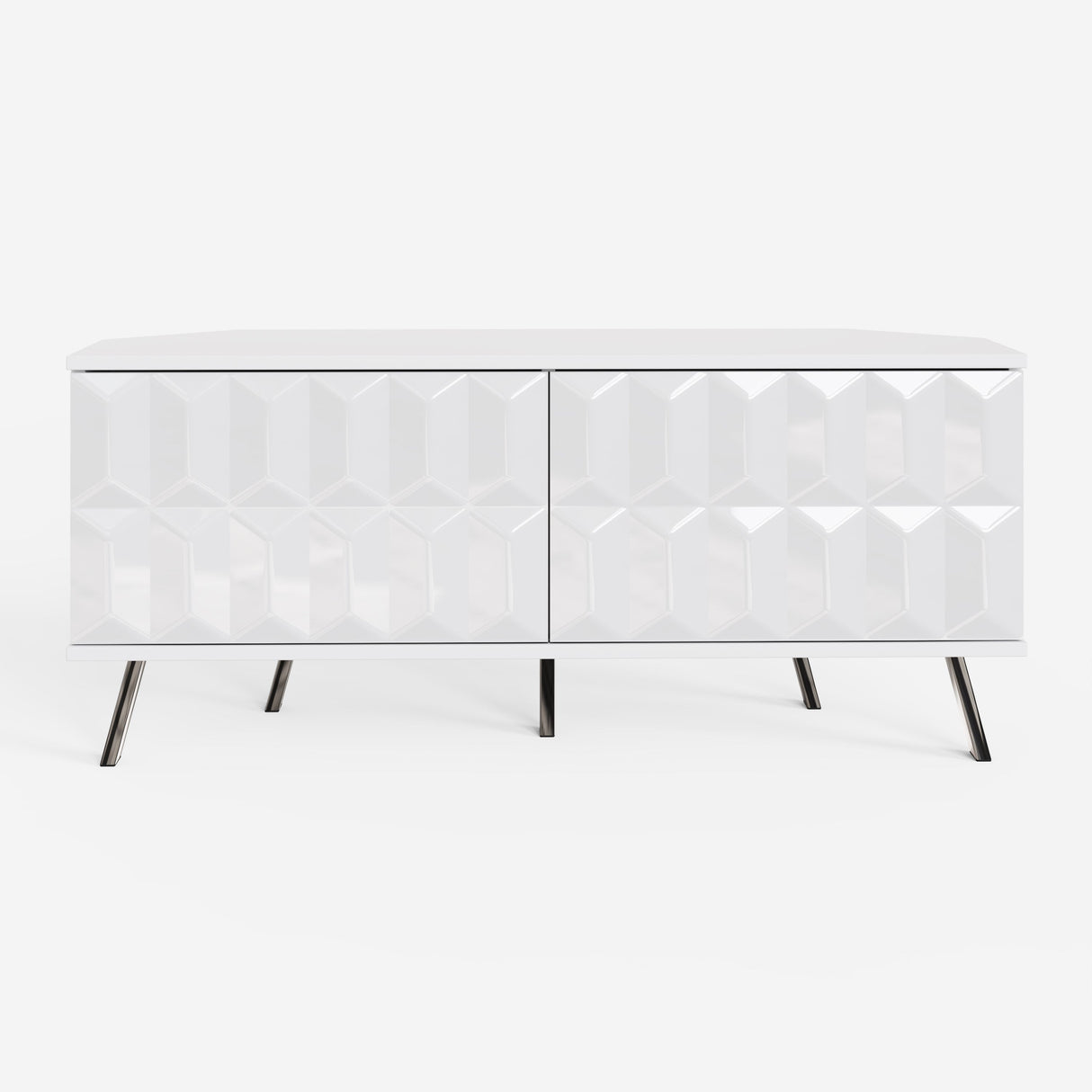 Frank Olsen Elevate White Corner TV Cabinet with mood lighting & Intelligent eye