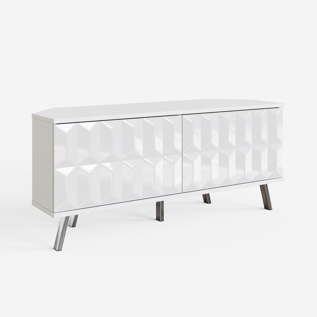 Frank Olsen Elevate White Corner TV Cabinet with mood lighting & Intelligent eye