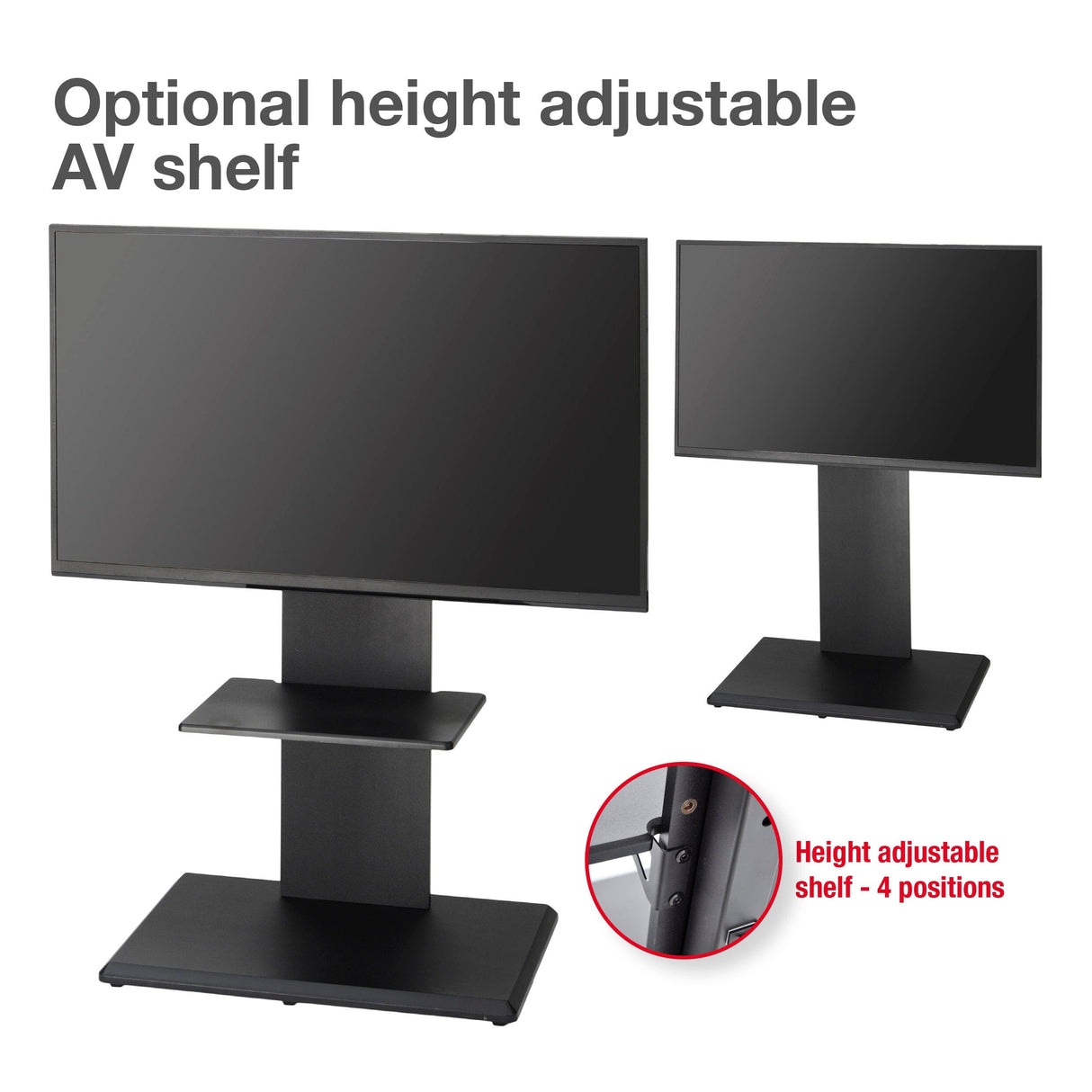TTAP FS2-BLK TV Stand with Height Adjustable Swivel Bracket for up to 65" TVs