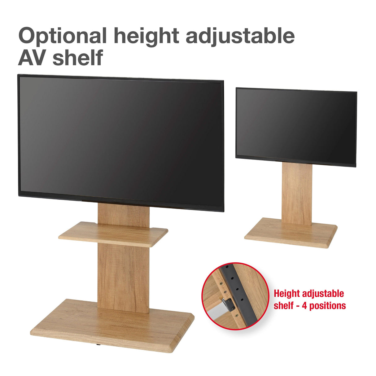 TTAP FS2-OAK TV Stand with Height Adjustable Swivel Bracket for up to 65" TVs