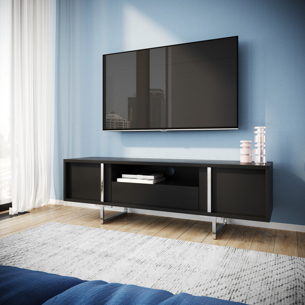 Alphason Gallium Black TV Stand (ADGA1600BLK)