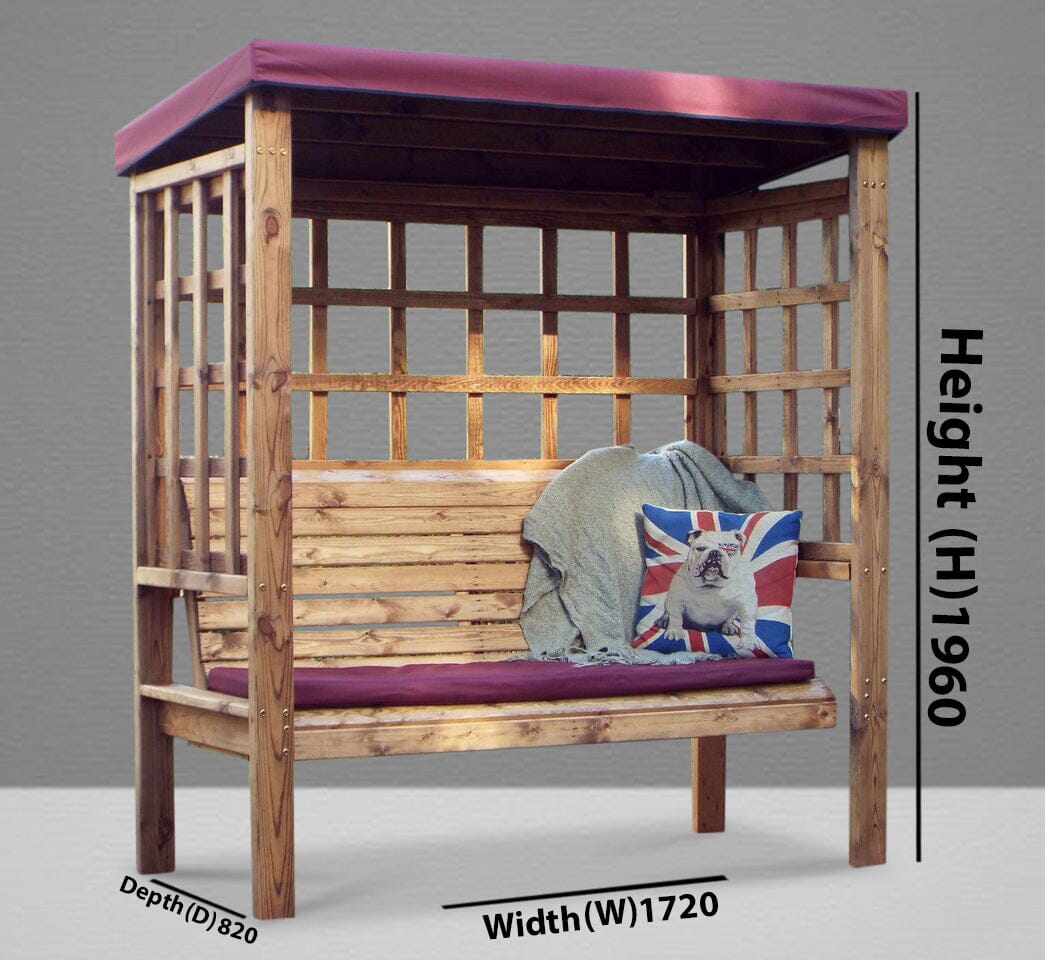 Charles Taylor Bramham Three Seater Arbour in Burgundy (HB136B Set)