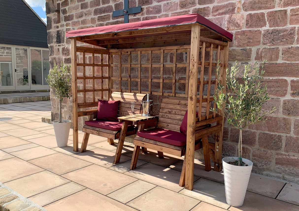 Charles Taylor Grand Henley Twin Seat Arbour in Burgundy (HB222B)