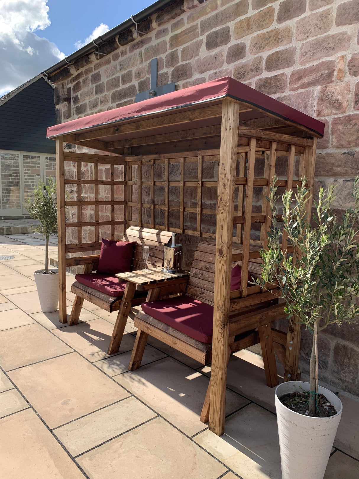 Charles Taylor Grand Henley Twin Seat Arbour in Burgundy (HB222B)