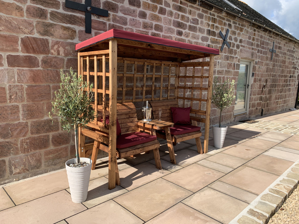 Charles Taylor Grand Henley Twin Seat Arbour in Burgundy (HB222B)
