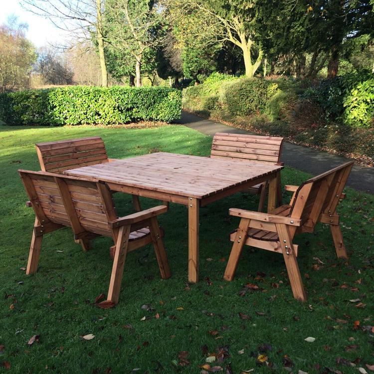 Charles Taylor Eight Seater Deluxe Square Table and Bench Set (HB81)