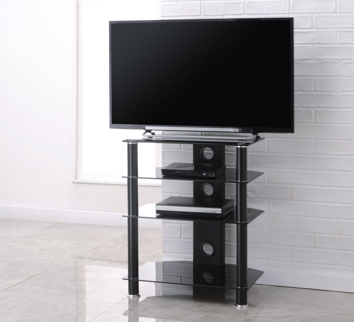 TTAP Classik 4 Shelf Black Glass Hi-Fi Stand (C303R-600-4BB)