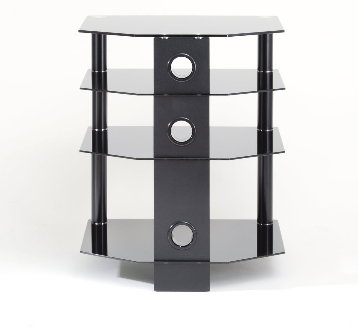 TTAP Classik 4 Shelf Black Glass Hi-Fi Stand (C303R-600-4BB)
