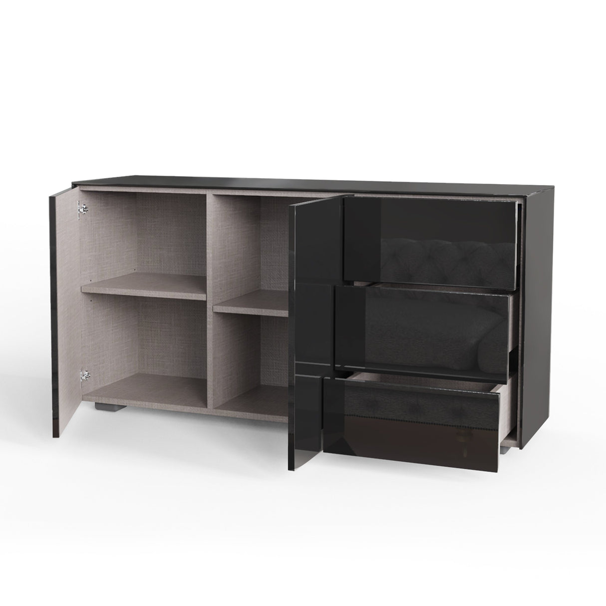 Frank Olsen Intel Range Gloss Black Sideboard With LED Lighting