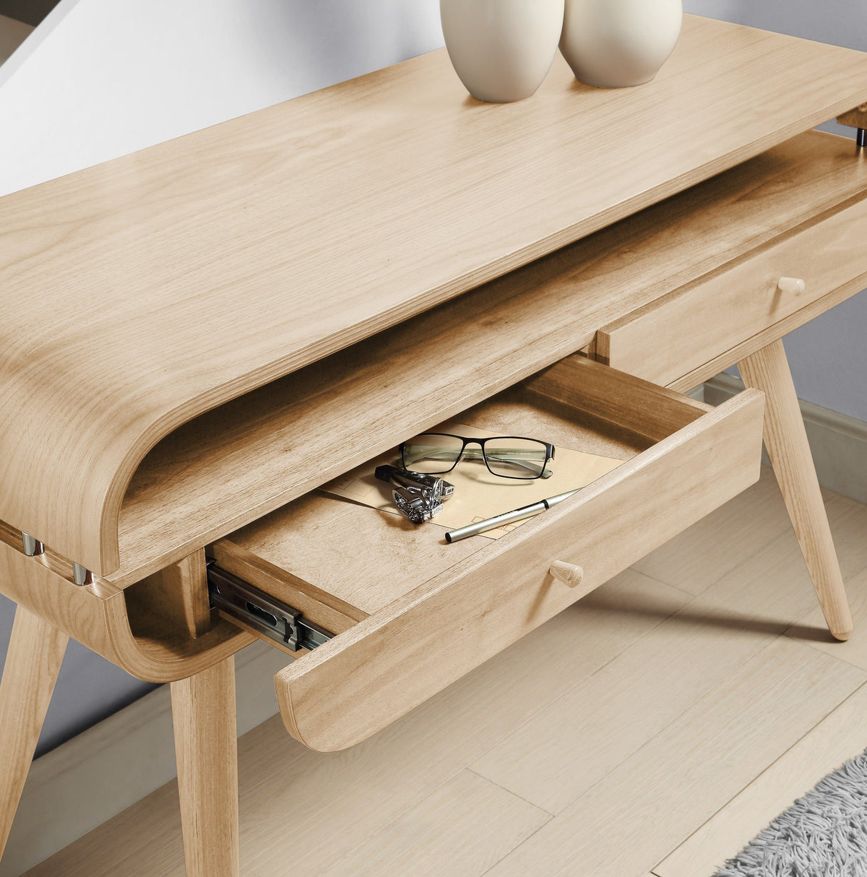 Jual Havana Curved Oak Console Table (JF705 CONSOLE TABLE OAK)