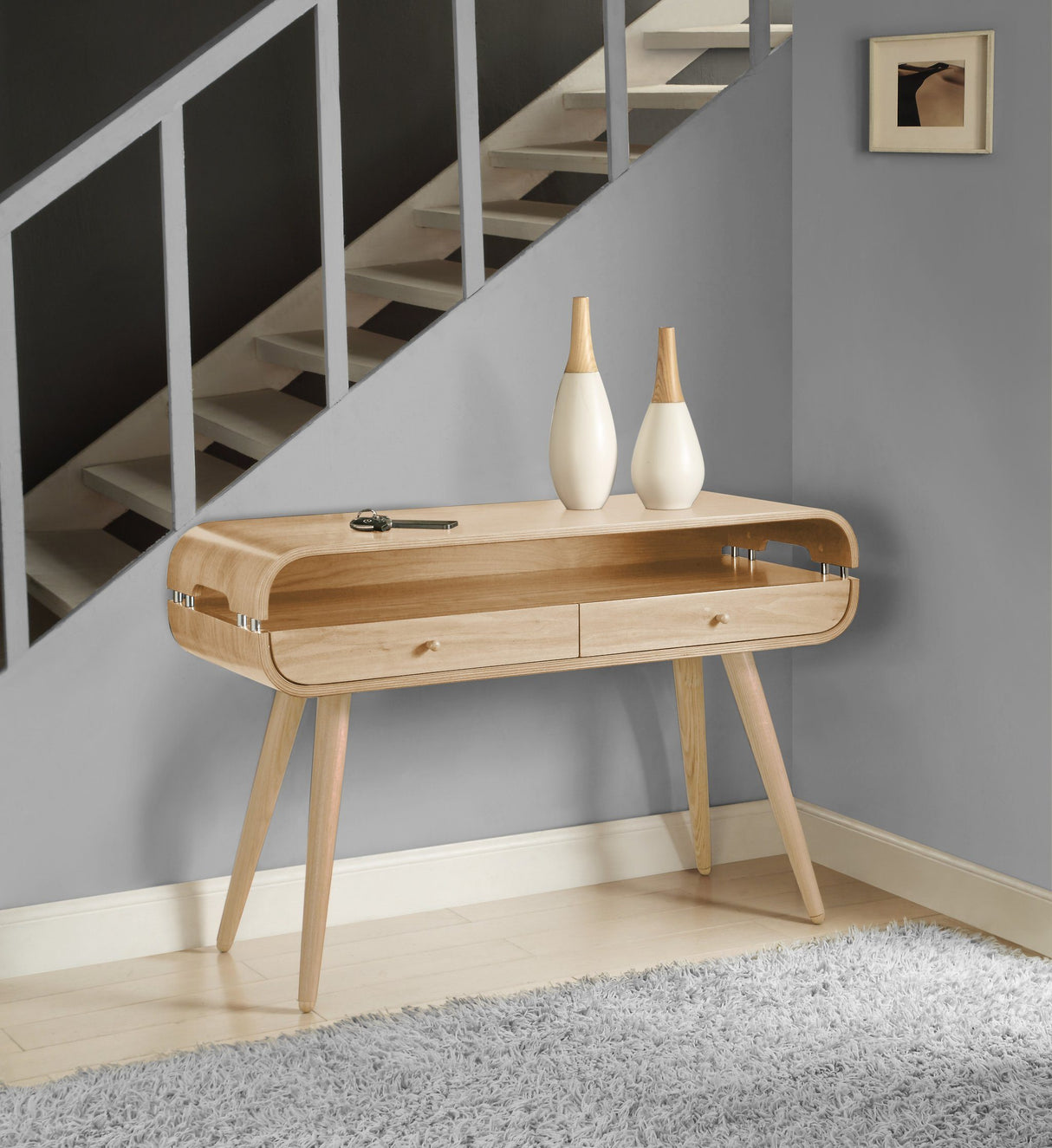 Jual Havana Curved Oak Console Table (JF705 CONSOLE TABLE OAK)