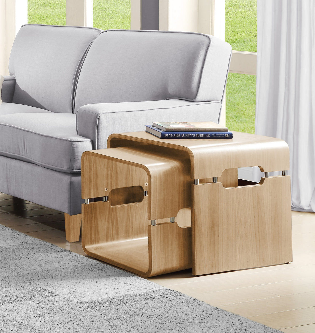 Jual Havana Curved Oak Nest of Tables (JF706 NEST OF TABLES OAK)