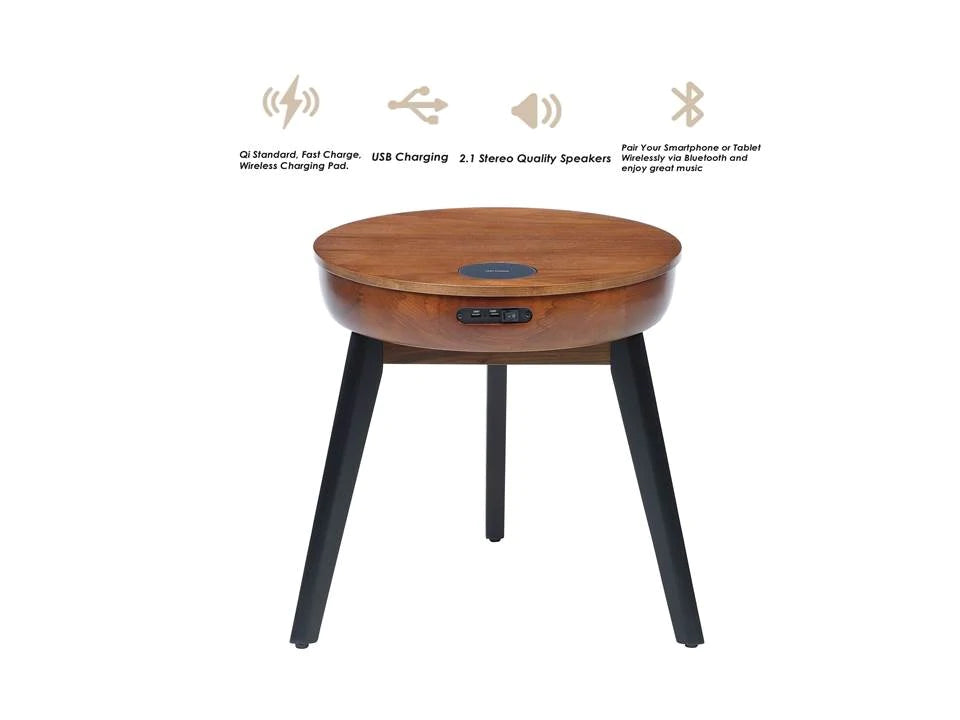 Jual San Francisco Smart Lamp Table With Wireless Charging And Speakers in Walnut (JF710WB)