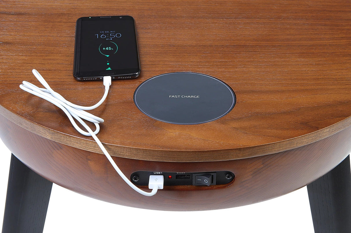 Jual San Francisco Smart Lamp Table With Wireless Charging And Speakers in Walnut (JF710WB)