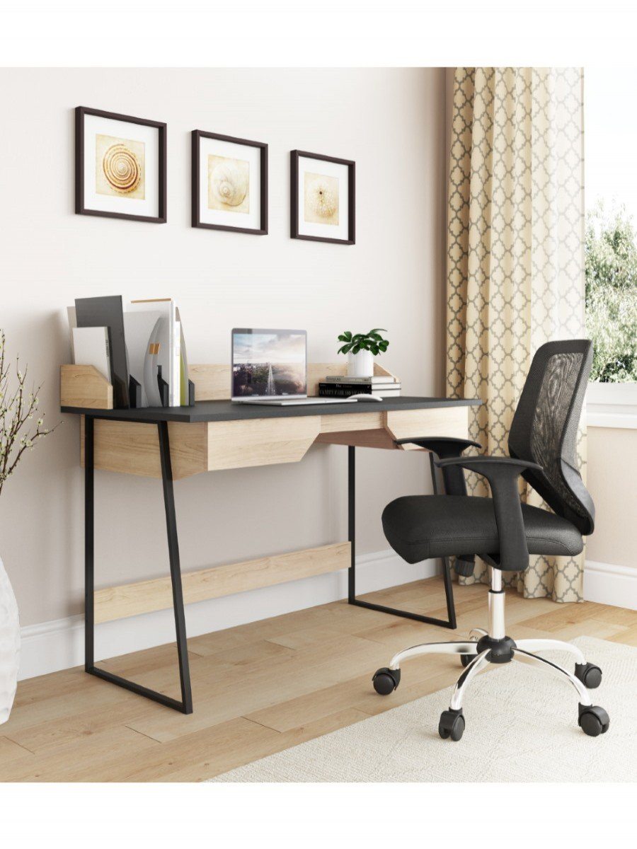 Alphason Salisbury Black and Oak Home Office Desk (AW3100)