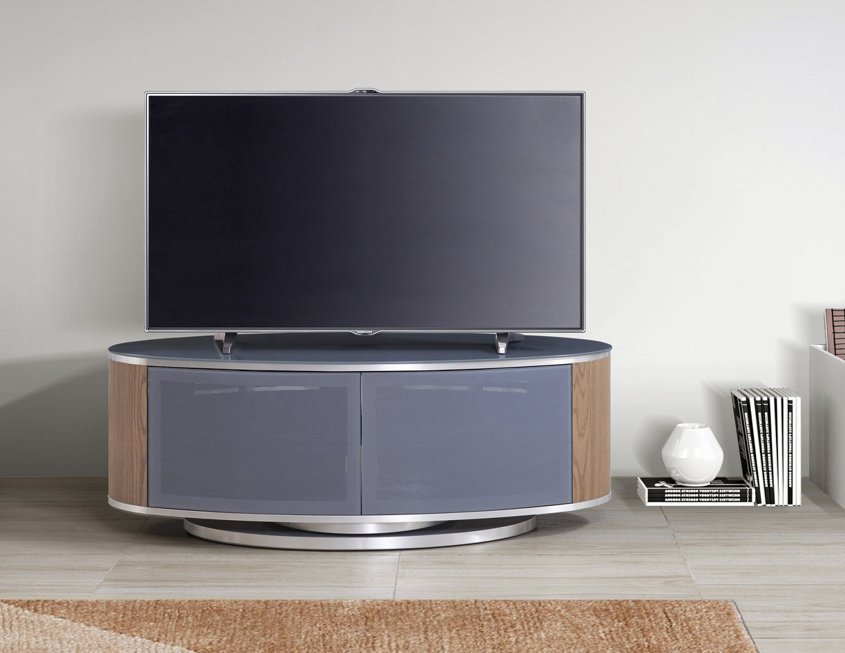 MDA Designs Luna Grey and Oak Oval TV Cabinet