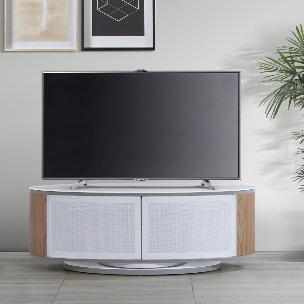 MDA Designs Luna Oak and White Oval TV Cabinet