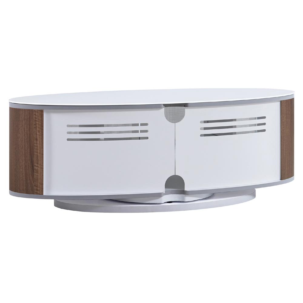 MDA Designs Luna Walnut and White Oval TV Cabinet
