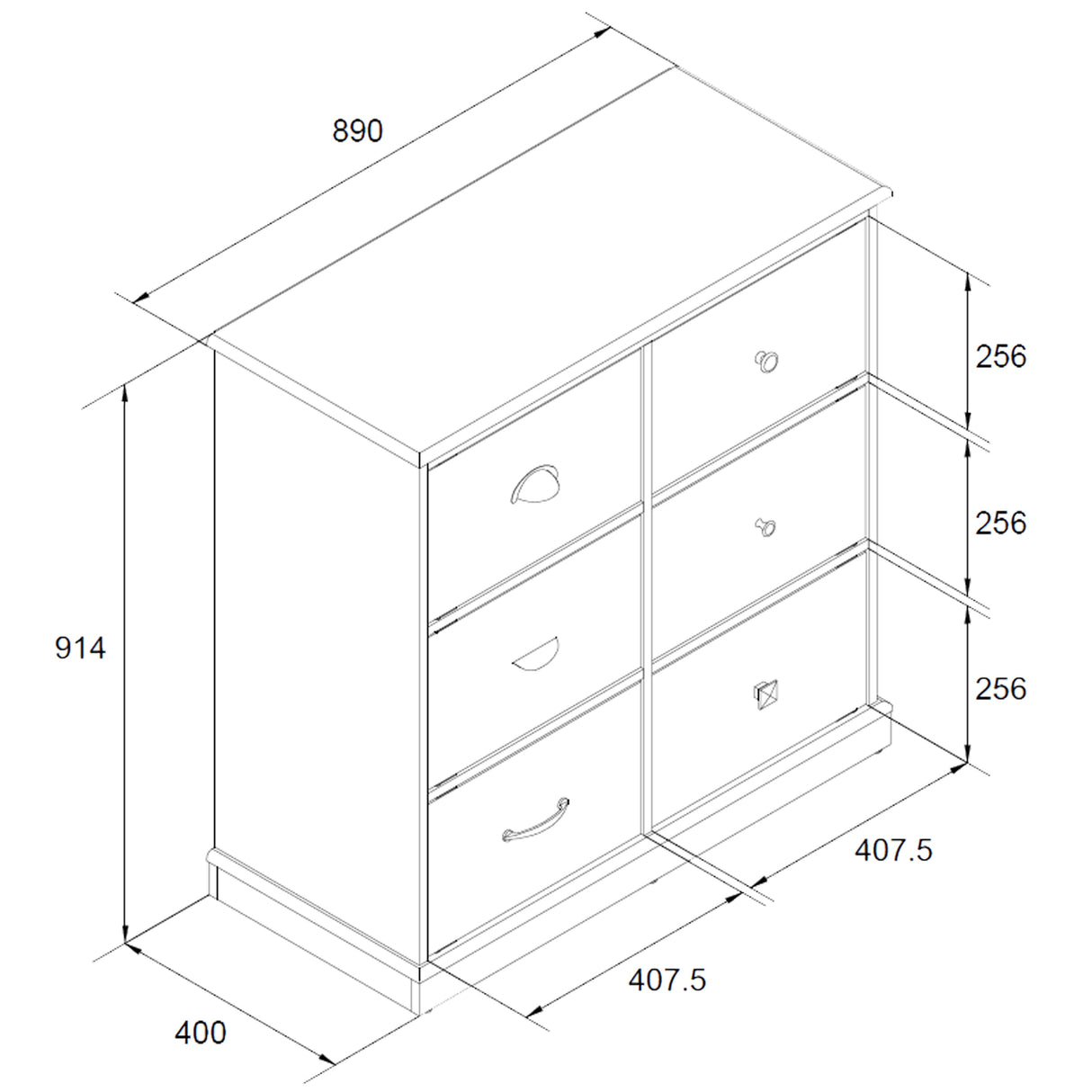 Dorel Home Mercer Range 6 Door Storage Cabinet in White