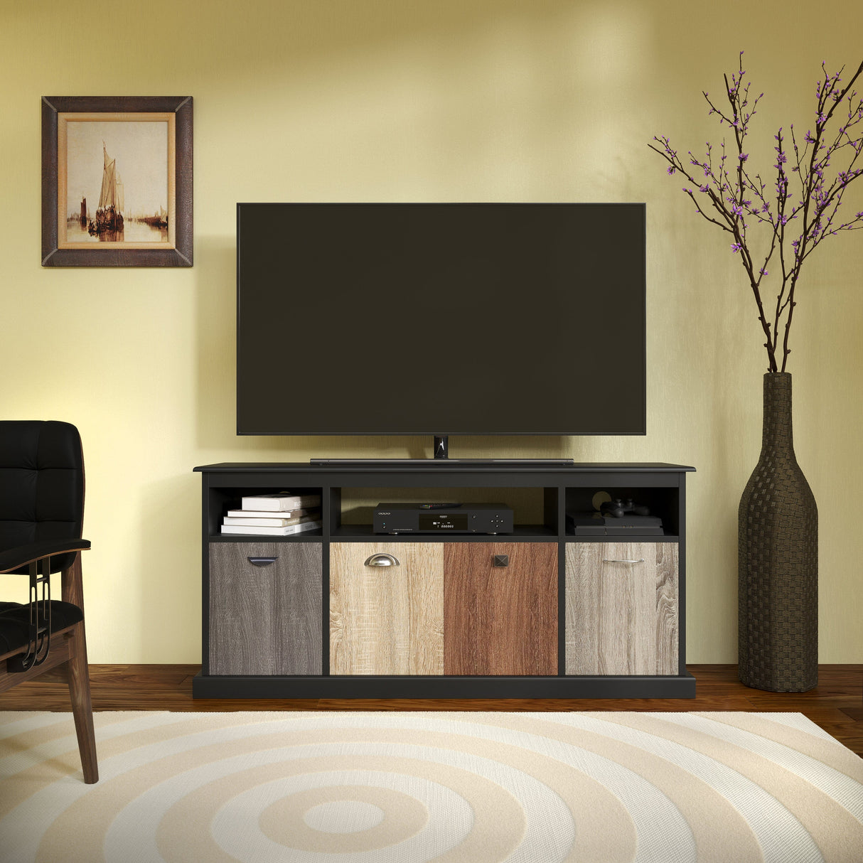 Dorel Home Mercer Range Black TV Console for Screen upto 60inch